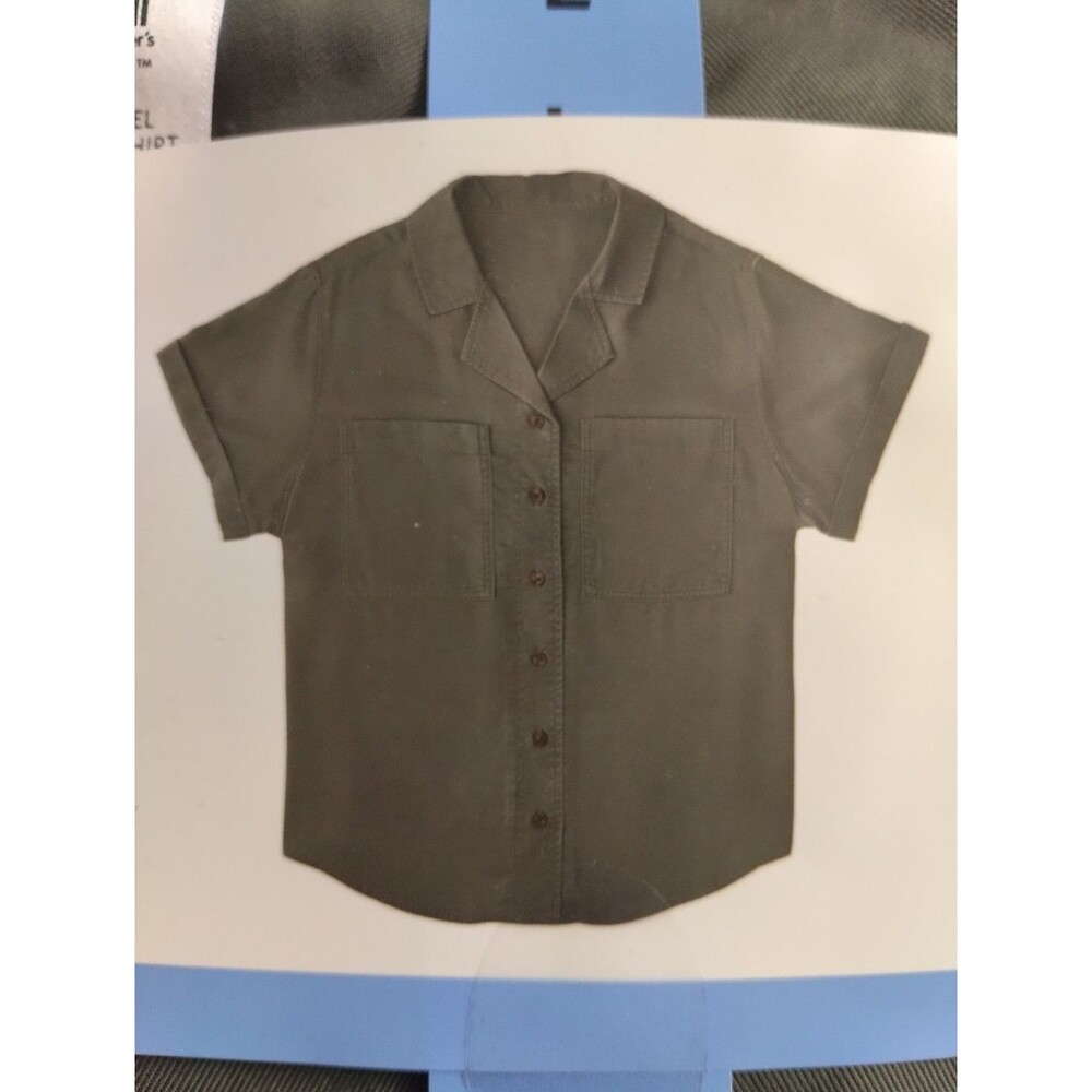 Member's Mark Short-Sleeve Tencel Button-Up Camp Shirt Olive New Size L - Picture 3 of 4